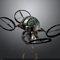Futuristic Drone Design With Four Propellers Metallic Body And Green Circuit Top