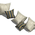Decorative Throw Pillows With Beige Covers And Striped Patterns For Home Decor 3d model
