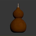Decorative Orange Gourd With Two Spherical Sections And Small Curved Stem On Gray Background