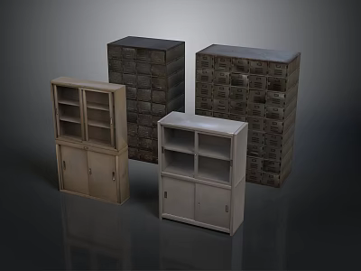 Home Storage Furniture Collection With Glass Door Cabinets And Wooden Drawers 3d model