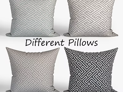 Decorative Modern Pillows With Intricate Geometric Patterns In Various Colors 3d model