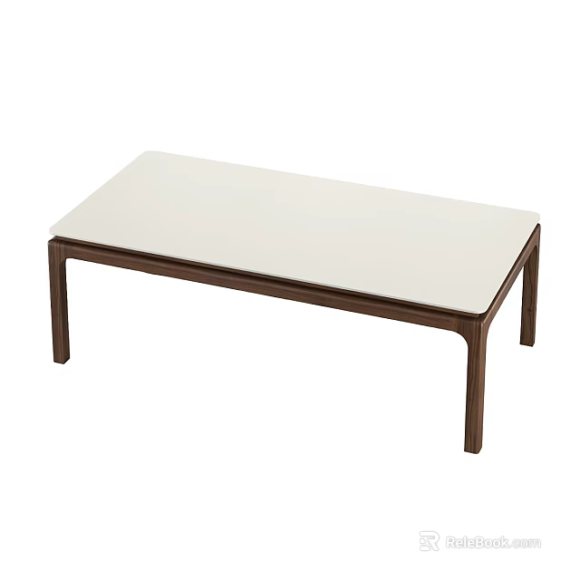 Modern Minimalist Coffee Table With Light Colored Top And Dark Brown Legs 3d model