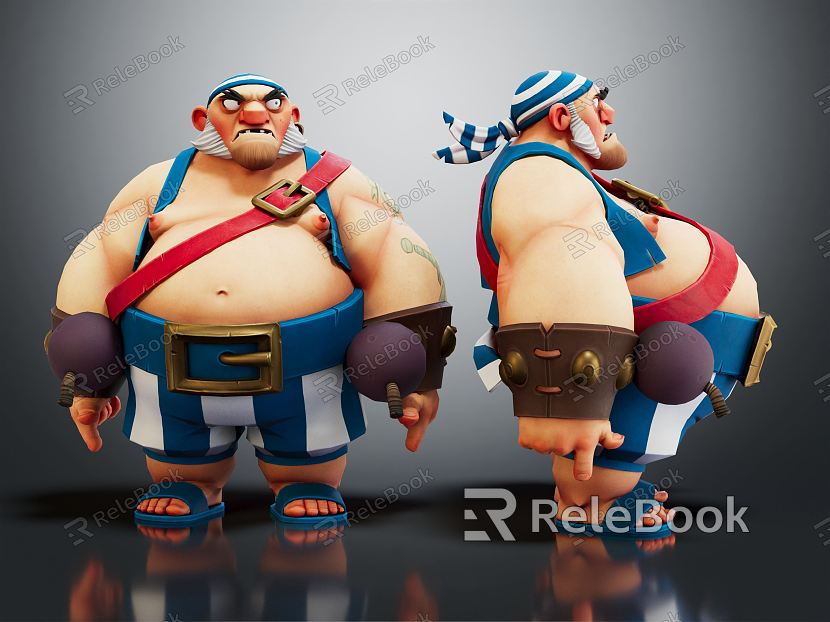 Modern game character pirate cartoon pirate model