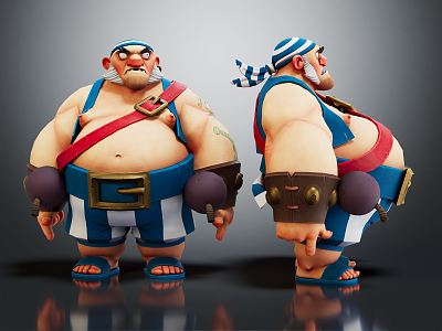 Modern game character pirate cartoon pirate 3d model