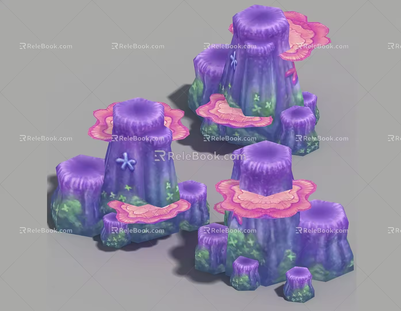 Three-Shading Two-Shading Underwater Coral Polyps Reef Underwater Ornaments Parts Hand-painted Scene 3d model