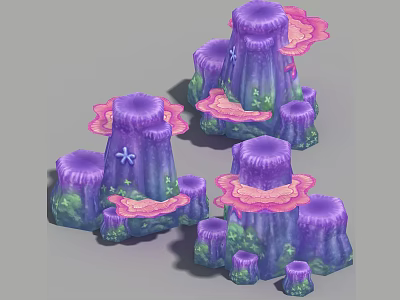 Three-Shading Two-Shading Underwater Coral Polyps Reef Underwater Ornaments Parts Hand-painted Scene 3d model