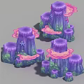 Three-Shading Two-Shading Underwater Coral Polyps Reef Underwater Ornaments Parts Hand-painted Scene 3d model