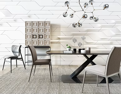 Modern Dining Table Chair Combination Dining Table Chair 3d model