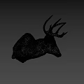 Realistic Deer Head Mount With Large Antlers On Gray Background 3d model