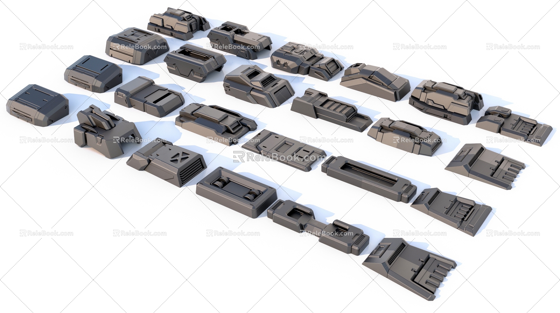 sci-fi mechanical parts hard surface combination 3d model