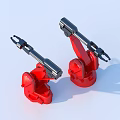 Two Red Mechanical Arms As Practical Household Items With Stable Bases And Joints 3d model
