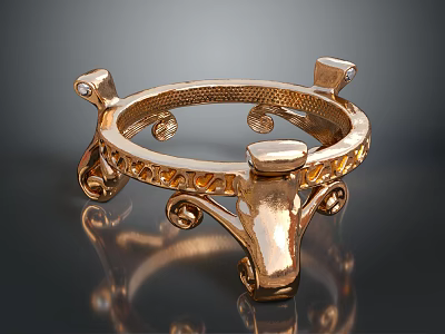 Elegant Vintage Gold Bracelet With Intricate Carved Details Decorative Clasp And Diamond Accents 3d model