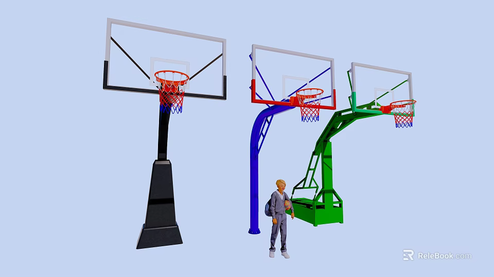 Multiple Colors Outdoor Basketball Hoops Sports Equipment With Various Stand Designs And Training Use 3d model 