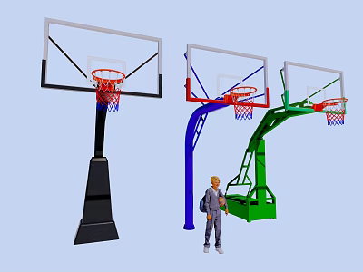 Multiple Colors Outdoor Basketball Hoops Sports Equipment With Various Stand Designs And Training Use 3d model