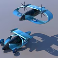 Futuristic Flying Vehicle And Ground Car With Streamlined Blue Design In Sky And Ground