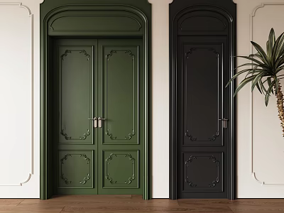 French Double Door Combination Door 3d model