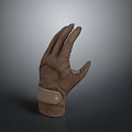 Practical Brown Leather Glove With Beige Strap At Wrist For Daily Use 3d model