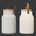 Modern White Ceramic Table Lamp With Wooden Handle And Portable Design