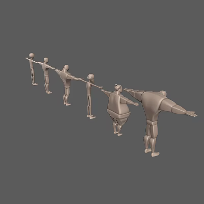 Cartoon image film and television animation different stages of character combination ornaments male 3d model