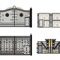 Ornate Wrought Iron Entrance Gates With Intricate Patterns And Decorative Metal Details