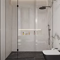 Modern Minimalist Bathroom With Marble Floating Vanity And Stylish Standing Mirror For Home Interior Design
