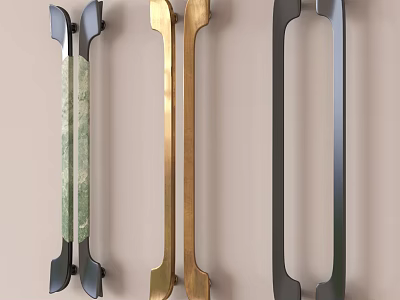Modern Cabinet Door Handles In Gold Black And Green Marble Styles 3d model