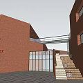 Modern Red Brick Commercial Complex Featuring UNIQLO Sephora Stores And Glass Curtain Wall