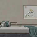 New Chinese-style double sofa 3d model