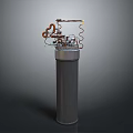 Sturdy Industrial Equipment With Cylindrical Metal Tank And Top Piping Valves