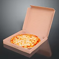 Open Brown Cardboard Pizza Box With Freshly Baked Cheese Pizza Inside