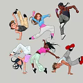 Dancing Silhouettes With Dynamic Poses And Various Energetic Dance Moves