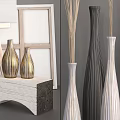 Artistic Painting Supplies Setup With Easel Canvas Frame And Decorative Vases