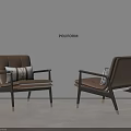 POLIFORM Two Modern Brown Leisure Chairs With Black Frame And Decorative Pillows