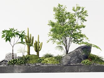 Modern landscape sketch courtyard sketch landscape plant moss stone shrub green plant 3d model