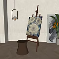 Modern Musical Instruments and Art Supplies With Easel Sunflower Painting Stool and Pendant Light