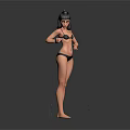 Game Movie Female Character In Black Bikini On Green Circular Platform With Gray Background