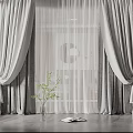 Elegant Grey Linen Curtains With Sheer Panels For Modern Living Room Window