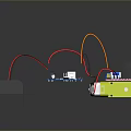 Computer Electronic Components With Circuit Board Battery Motor And Colored Wires 3d model