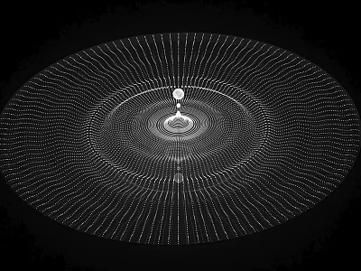 Black And White Circular Geometric Pattern With Radial Lines And Central Sphere 3d model