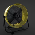 Yellow Industrial Air Cooler Fan With Metal Blades Protective Grill Movable Stand And Wheels