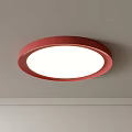 Modern Red Round Ceiling Light with Sleek Frame Illuminated in Simple Home Interior 3d model