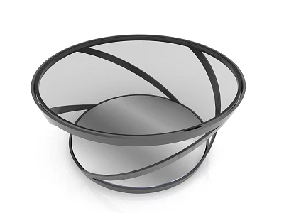 Modern Circular Coffee Table With Black Metal Frame And Smooth Curved Design 3d model