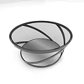 Modern Circular Coffee Table With Black Metal Frame And Smooth Curved Design