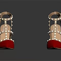 Red High Heels With Stud Decorations Pointed Toe Smooth Patent Leather Stiletto Heel