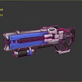 Futuristic Sci Fi Weapon with Blue Gray Black and Red Detailed Mechanical Parts Design