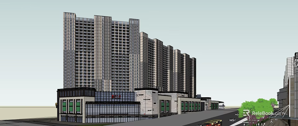 Modern Commercial Complex With High Rise Residential Towers And Retail Spaces 3d model 