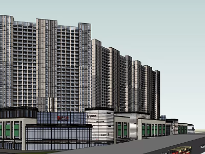 Modern Commercial Complex With High Rise Residential Towers And Retail Spaces 3d model