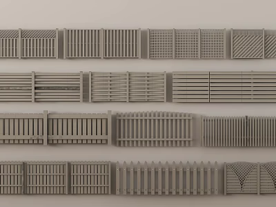 Different Fence Styles With Various Designs For Home And Garden Use 3d model