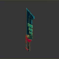 Futuristic Mechanical Weapon Featuring Blue Red Design And Glowing Green Components