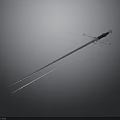 Classic Sword Weapon With Metal Blade Black Handle And Crossguard On Gray Background